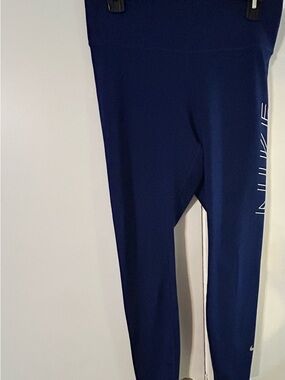 Nike Navy Blue Leggings with Side Script